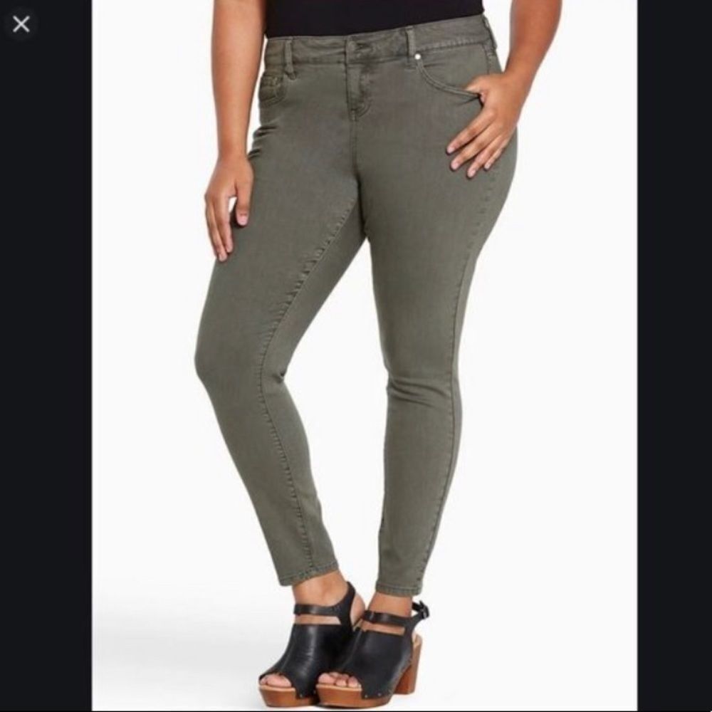 Torrid Ultra Skinny Jeans in Olive Wash